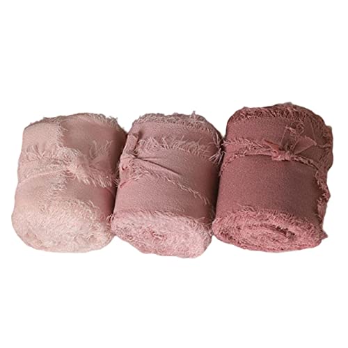 Chiffon-Seidenband mit Fransen, 5,1 cm x 4,5 m, Geschenkpapier, rosa Serie, 3 Rollen Chiffon-Seidenband mit Fransen, 5,1 cm x 4,5 m, Geschenkpapier, rosa Serie, 3 Rollen von Geardeangloow
