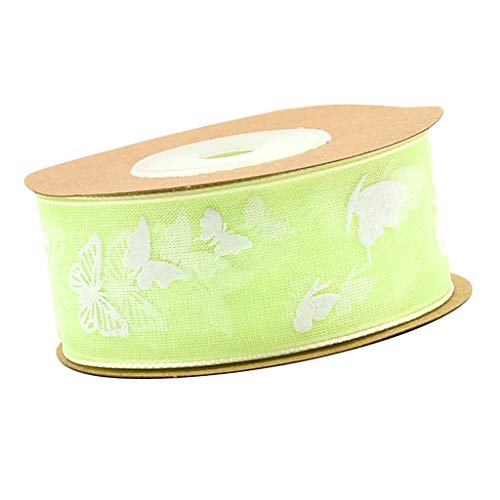 Chiffonband mit Schmetterlings-Aufdruck, 10 m, 25 mm, Rasengrün Chiffonband mit Schmetterlings-Aufdruck, 10 m, 25 mm, Rasengrün von Geardeangloow