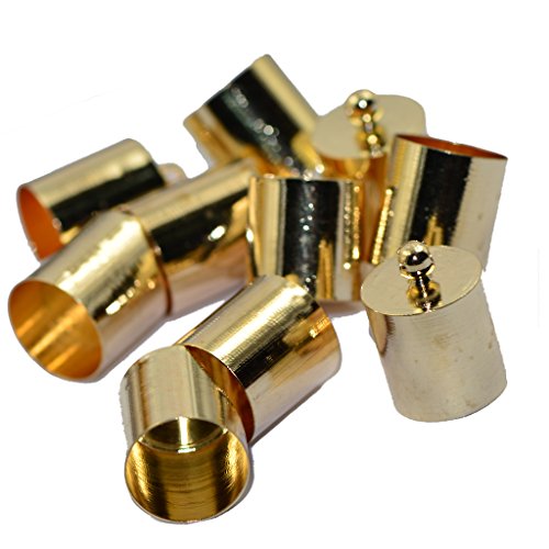 Endkappen aus Messing für 9 mm und 10 mm Kordel, Schmuck, Halskette, Hellgold, 10 Stück von Geardeangloow