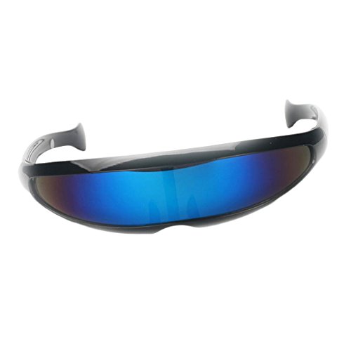 Geardeangloow Futuristische Sonnenbrille mit schmalem Objektiv, schwarzer Rahmen, blau verspiegelt Geardeangloow Futuristische Sonnenbrille mit schmalem Objektiv, schwarzer Rahmen, blau verspiegelt von Geardeangloow