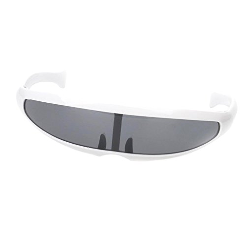 Geardeangloow Futuristische Sonnenbrille mit schmalem Objektiv, weißer Rahmen, schwarz verspiegelt Geardeangloow Futuristische Sonnenbrille mit schmalem Objektiv, weißer Rahmen, schwarz verspiegelt von Geardeangloow