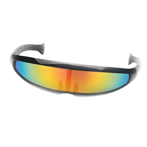 Geardeangloow Futuristische Sonnenbrille mit schmalen Gläsern, schwarz, schwarzer Rahmen, mehrfarbig, verspiegelt Geardeangloow Futuristische Sonnenbrille mit schmalen Gläsern, schwarz, schwarzer Rahmen, mehrfarbig, verspiegelt von Geardeangloow