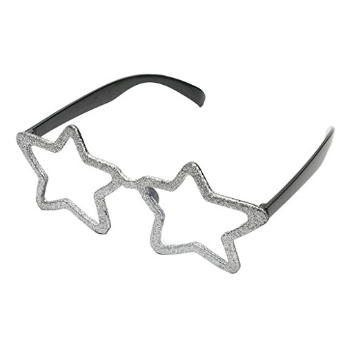 Geardeangloow Glitzernde silberne Fünf-Punkt-Stern-Sonnenbrille, Partybrille, Kostüm Geardeangloow Glitzernde silberne Fünf-Punkt-Stern-Sonnenbrille, Partybrille, Kostüm von Geardeangloow