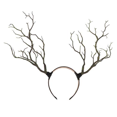 Geardeangloow Haarreif mit Gothic-Geweih, Hirschhörner, Cosplay, Kopfschmuck, Weihnachten, Grün von Geardeangloow