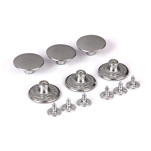 Glänzende Jeansknöpfe, Hammer, 20 mm, 6 Sets, silberfarben von Geardeangloow