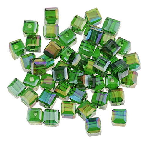 Glasperlen, quadratisch, Würfelperlen, 6 mm, für DIY-Schmuckherstellung, Dunkelgrün, 50 Stück von Geardeangloow