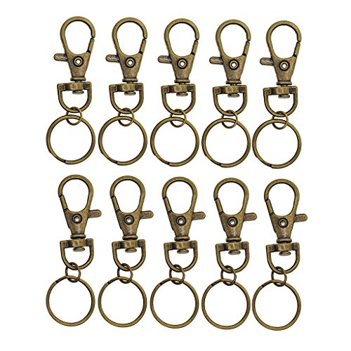 Karabinerhaken mit Drehgelenk, bronzefarben, mit Schlüsselringen, Schmuckstücke, 10 Stück von Geardeangloow