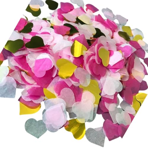 Konfetti mit Herzen, klein, Hochzeitsdekoration, Wurfzubehör, leichtes Ballonfüllpapier, Tischdekoration, Rosa + Rosarot + Gold Konfetti mit Herzen, klein, Hochzeitsdekoration, Wurfzubehör, leichtes Ballonfüllpapier, Tischdekoration, Rosa + Rosarot + Gold von Geardeangloow
