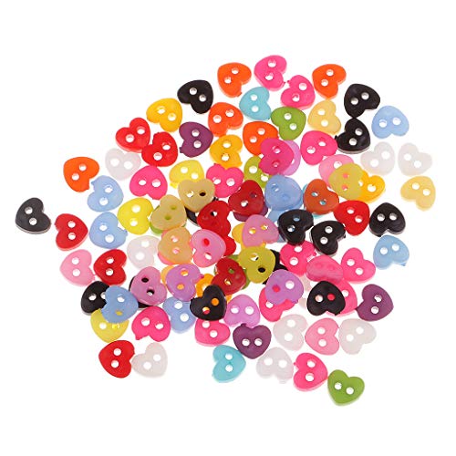 Mini-Knöpfe aus Kunstharz, zum Nähen, Scrapbooking, 5–6 mm, Herzform, mehrfarbig, 100 Stück von Geardeangloow
