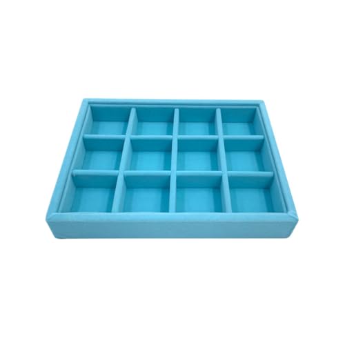 Schmuck-Organizer, Ablagetablett, Samt, Geschenk, Anhänger, Ring, modisch, rechteckig, solides Geschenk, 12 Gitterroste, Hellblau, Teller mit 12 Gitterrosten Schmuck-Organizer, Ablagetablett, Samt, Geschenk, Anhänger, Ring, modisch, rechteckig, solides Geschenk, 12 Gitterroste, Hellblau, Teller mit 12 Gitterrosten von Geardeangloow