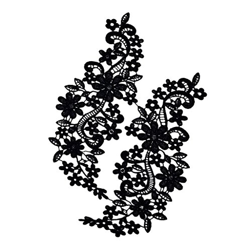Schwarze florale Spitzenapplikation, bestickt, Guipure-Hochzeitsspitzen-Motiv-Patches Schwarze florale Spitzenapplikation, bestickt, Guipure-Hochzeitsspitzen-Motiv-Patches von Geardeangloow