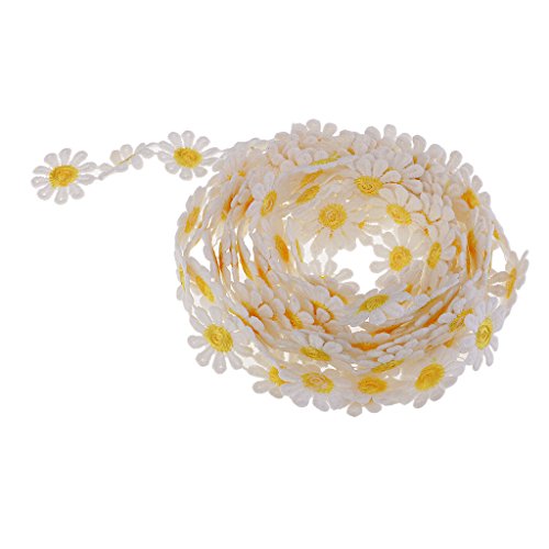Spitzenband mit Gänseblümchen-Stickerei, 25 mm, 2,7 m, Gelb Spitzenband mit Gänseblümchen-Stickerei, 25 mm, 2,7 m, Gelb von Geardeangloow