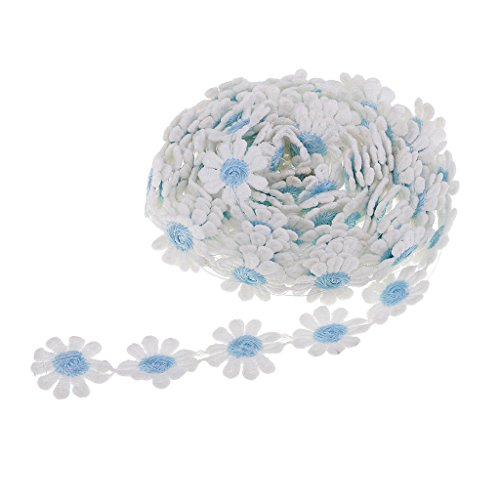 Spitzenband mit Gänseblümchen-Stickerei, 25 mm, 25 mm, Azurblau von Geardeangloow
