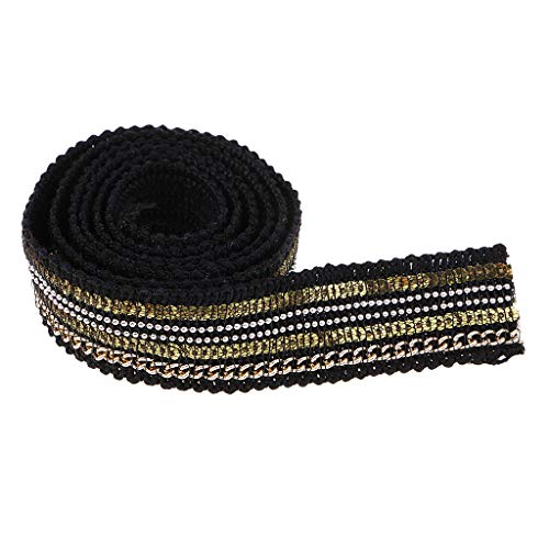 Spitzenband mit Perlen, bestickt, 91 cm, 25 mm, Schwarz von Geardeangloow