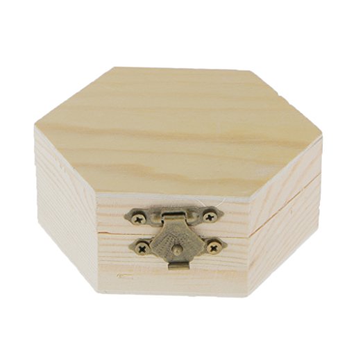 Unlackierte, schlichte, sechseckige Holz-Schmuckschatulle, Schmuckkästchen Unlackierte, schlichte, sechseckige Holz-Schmuckschatulle, Schmuckkästchen von Geardeangloow