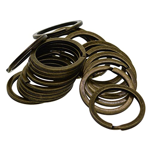 Verschiedene geteilte Schlüsselringe, Schlüsselanhänger, Tasche, Charm-Verschluss, flach, rund, rund, Bronze, 20 Stück, 28 mm von Geardeangloow