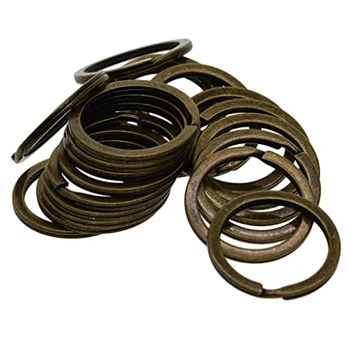 Verschiedene geteilte Schlüsselringe, Schlüsselkette, Taschen-Charm-Verschluss, flach, rund, Kreis-Clip, 8, Bronze, 20 Stück, 32 mm von Geardeangloow