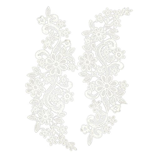 Weiße florale Spitzenapplikation, bestickt, Guipure, Hochzeit, Spitzenmotiv, 31 x 9 cm Weiße florale Spitzenapplikation, bestickt, Guipure, Hochzeit, Spitzenmotiv, 31 x 9 cm von Geardeangloow