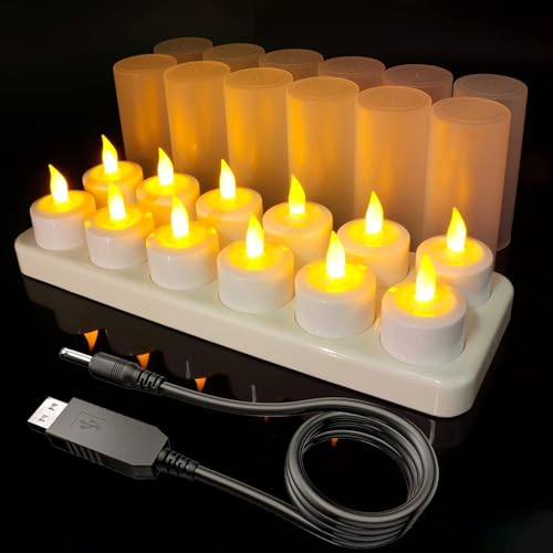 Gearmax 12er LED Kerzen Set LED Teelichter Wiederaufladbare Kerzen mit Windschutz und Ladestation Gearmax 12er LED Kerzen Set LED Teelichter Wiederaufladbare Kerzen mit Windschutz und Ladestation von Gearmax