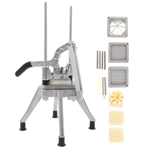 Gearwell Gemüse Obsthacker, manueller Cutter mit 4 Klingen, 1 2in 3 8in 1 4in Klingenset, 8 Stück Französisch Fry Kartoffel Dicer, Küchenfutterzubereitungswerkzeug von Gearwell