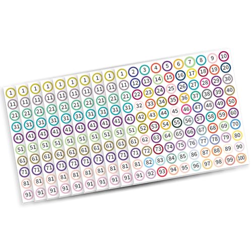10 Blätter 1-100 Aufeinanderfolgende Zahlenaufkleber Multikolored Small Dots Adhäsive Labels Für Office Klassenzimmer Home Decors Bunte Nummernaufkleber von Geavonyg