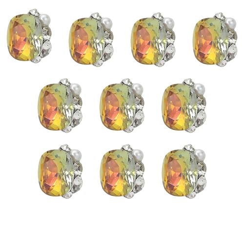 10 Stücke Nagelkunst Strasssteine ​​Herzform Charms Short Quadrat Charms Dekorationen von Geavonyg