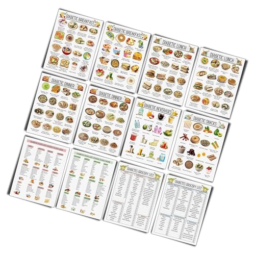 12pcs Diabete Food Diagramm Mahlzeitplaner Diabetiker Gesunder Lebensmittel Ernährungshandbuch Für Lebensmittel. von Geavonyg