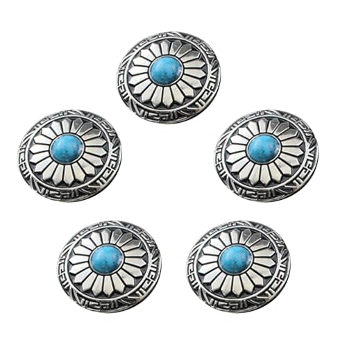 5 PCs Imitation Türkisknöpfe Tasten 25 Mm Rund Blumenkleiderknopf Leder Dekorativ Für Tasche von Geavonyg
