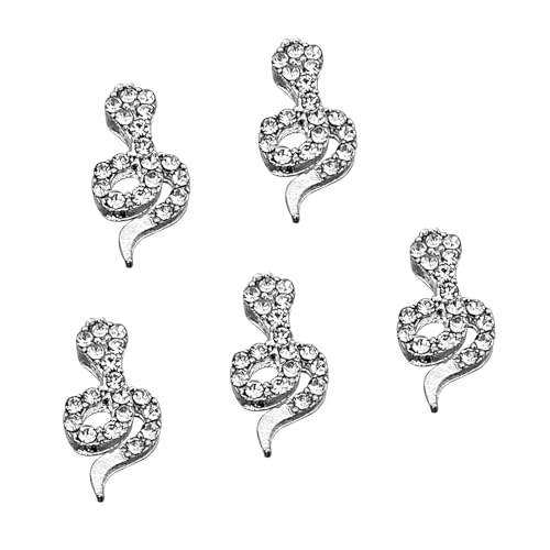 5 PCs Snake Nails Art Charm Form Charme Neujahr Schmuckzubehör Art Strassstone von Geavonyg