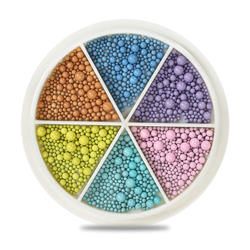 6 Gitter Rund Nägel Kunstperlen Makkaronfarbene Perlen Metall Charme Lieferungen Für Frauen Mädchen von Geavonyg