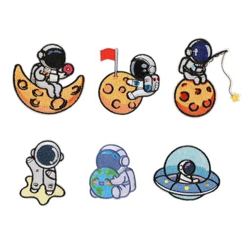 6 PCs Astronaut Eisen Auf Flecken Schöne Reparaturnähung Auf Applikation Für Kleidungsjeans Rucksäcke von Geavonyg