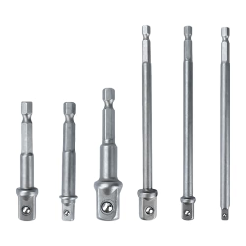 6pcs Hülle Anschließungsstangenkopf Sockel Adapter Auswirkungen Sechseck Shank Bohrbohrer Bit 1/4 3/8 1/2inch Bit Elektrowerkzeugzubehör Zubehör Automobile Reparatur Kit von Geavonyg