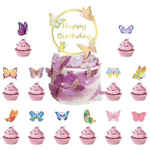 Cake Toppers Set Butterfly Banners Feiertag Farbenfrohe Partyversorgung Dekorationen Perfekt Für Festival Party Dekorationen von Geavonyg