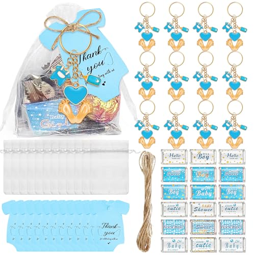 Geavonyg 6/20pieces Baby Füße Anhänger Keychain Set Mit Kordelbeutel Dankes Etikett Aufkleber Für Hochzeitsbabys Thank You Label von Geavonyg
