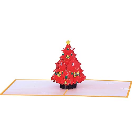 Geavonyg Für Weihnachtskarte Rote Weihnachtsbaum Handgefertigte Popup Grußkarten Für Weihnachten Feiertage Winter 5 "x 7" Karten von Geavonyg