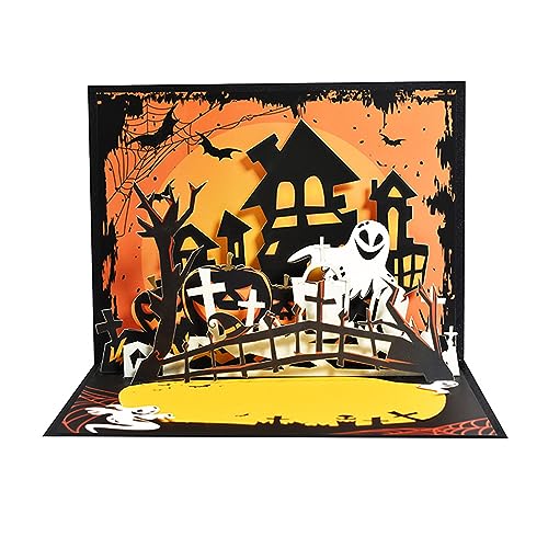 Geavonyg Spookhouses Halloween Popup Card Begrüßung Leichtes PartyDecors Für Kid Girls Boys Halloween Party Einladung von Geavonyg