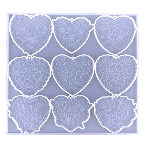 Herz Silikonharzform Epoxidguss Für Bastelanhänger Schmuck Die Schlüsselbundformen Zum Backen/Kerzen/Seife/Schokoladenformen Für Epoxidschlüsselkettenschmuck Herstellen von Geavonyg