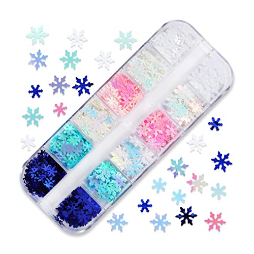 Holographische Weihnachts Schneeflockennagel Pailletten Farbenfrohe Glitzerflocken Glitzer Glitzer Konfetti Für Decor Weihnachtsnägel Pailletten von Geavonyg