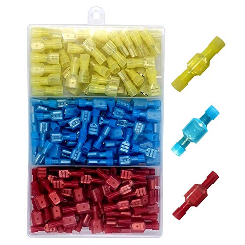 Gebildet 160pcs 6.3 × 0.8mm Kabelverbinder, vollisolierte, männliche und weibliche Spaten Nylon-Schnelltrennkupplung Elektrische Crimp-kaltgepresste Klemmen-Sortiment von Gebildet