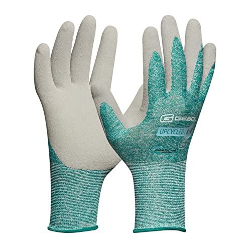 Gebol Upcycled Strong | nachhaltige Arbeitshandschuhe aus recyceltem Plastik | top Fingerspitzengefühl | mit Naturkautschuk Beschichtung | Für Damen | Größe S (Gr 7) | Hellgrün | 1 Paar von Gebol