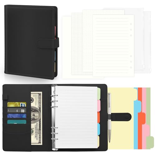 A5 Ringbuch,A5 Ringbuch Nachfüllbar,A5s Binder Notizbuch,135 Blätter A5S Nachfüllpapier,PU Leder Binder Notizbuchs,Notizbuch A5S Mit Bindertaschen,Budget Planner Notizbuchs für Büro,Schule (Black) A5 Ringbuch,A5 Ringbuch Nachfüllbar,A5s Binder Notizbuch,135 Blätter A5S Nachfüllpapier,PU Leder Binder Notizbuchs,Notizbuch A5S Mit Bindertaschen,Budget Planner Notizbuchs für Büro,Schule (Black) von Gebrazy