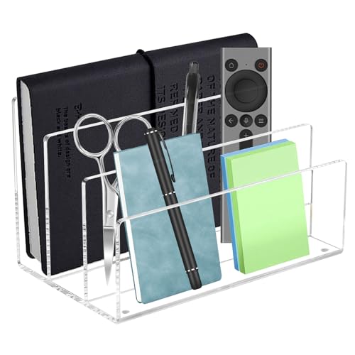 Gebrazy Acryl Briefhalter 3 Fächer Brief Organizer,Acryl-Brief-Organizer für den Schreibtisch, Schreibtisch Briefablage, Briefständer für Notizzettel, Kartenständer für Büro, Zuhause, Schule von Gebrazy