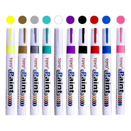 Gebrazy Permanent Marker Wasserfeste Stifte, 10 Farben Paint Marker Stifte für Basteln, Metall, Kunststoff, Reifen, DIY, Künstlerbedarf, Permanent Marker Gebrazy Permanent Marker Wasserfeste Stifte, 10 Farben Paint Marker Stifte für Basteln, Metall, Kunststoff, Reifen, DIY, Künstlerbedarf, Permanent Marker von Gebrazy