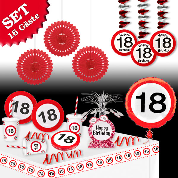18. Geburtstag Mottoset für 16 Gäste, 100-tlg 18. Geburtstag Mottoset für 16 Gäste, 100-tlg von Geburtstagsfee