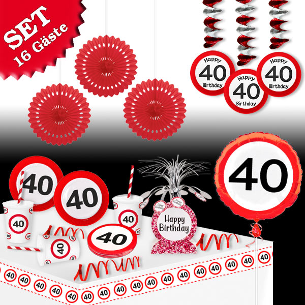 40. Geburtstag Mottoset für 16 Gäste, 100-tlg 40. Geburtstag Mottoset für 16 Gäste, 100-tlg von Geburtstagsfee
