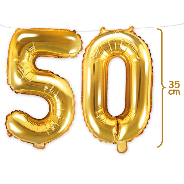 50. Geburtstag, Zahlenballon Set 5 & 0 in gold, 35cm hoch 50. Geburtstag, Zahlenballon Set 5 & 0 in gold, 35cm hoch von Geburtstagsfee