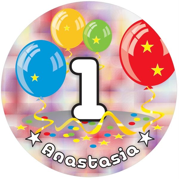 Ballon-Tortenaufleger 1. Geburtstag mit Name, Alter – rund, Z18 Ballon-Tortenaufleger 1. Geburtstag mit Name, Alter – rund, Z18 von Geburtstagsfee