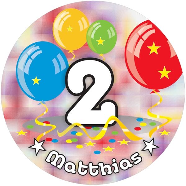 Ballon-Tortenaufleger 2. Geburtstag mit Name, Alter – rund, Z18 Ballon-Tortenaufleger 2. Geburtstag mit Name, Alter – rund, Z18 von Geburtstagsfee