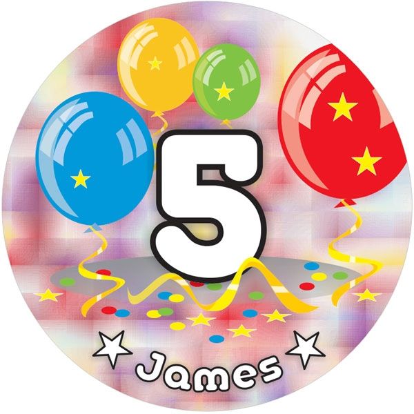 Ballon-Tortenaufleger 5. Geburtstag mit Name, Alter – rund, Z14 Ballon-Tortenaufleger 5. Geburtstag mit Name, Alter – rund, Z14 von Geburtstagsfee