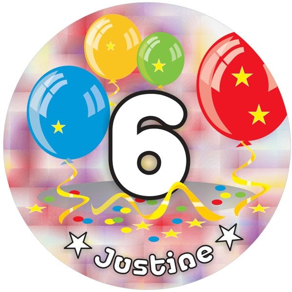 Ballon-Tortenaufleger 6. Geburtstag mit Name, Alter – rund, Z18 Ballon-Tortenaufleger 6. Geburtstag mit Name, Alter – rund, Z18 von Geburtstagsfee